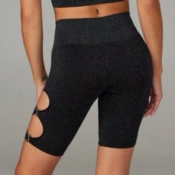 Savage X Fenty Black sparkler Cut-Out Bike Shorts - Picture 2 of 8